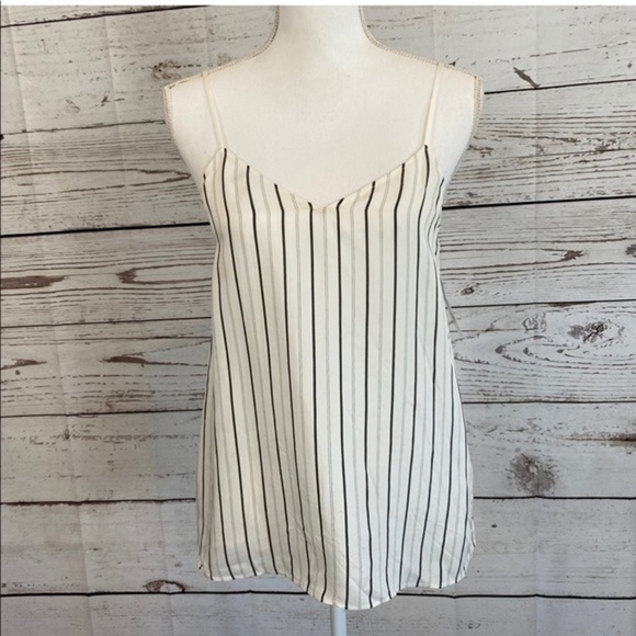 Tibi Ivory Anna Stripe Camisole Black Multi V-neck Tank Top/Cami NWT - Picture 2 of 16